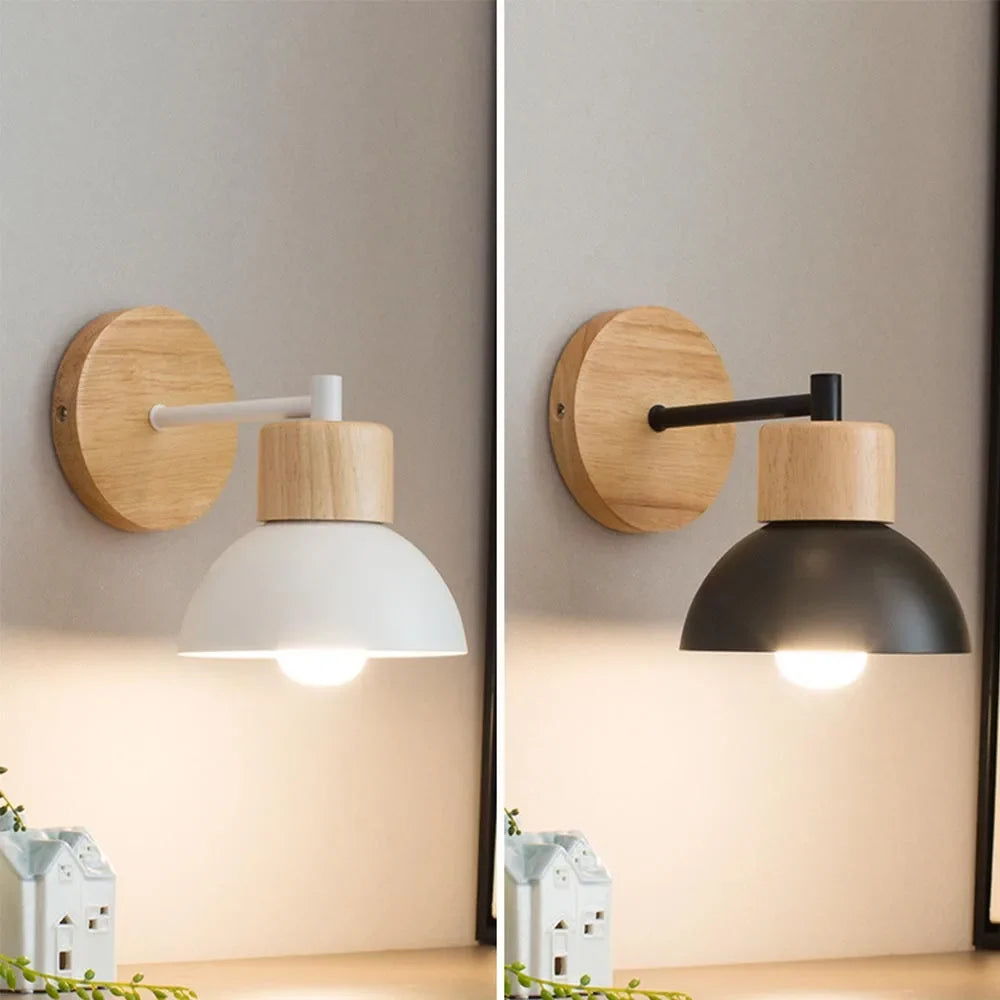 Wood & Metal Wall Lamp | Modern Nordic Bedside Light