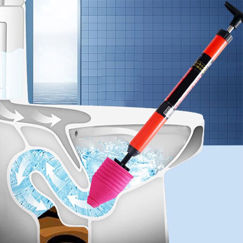 Toilet Plunger with High-Pressure Air Pump and Multiple Nozzle Adapters, Ergonomic Handle