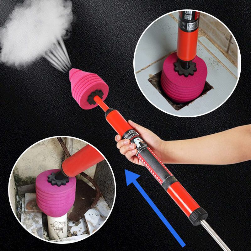 Toilet Plunger with High-Pressure Air Pump and Multiple Nozzle Adapters, Ergonomic Handle