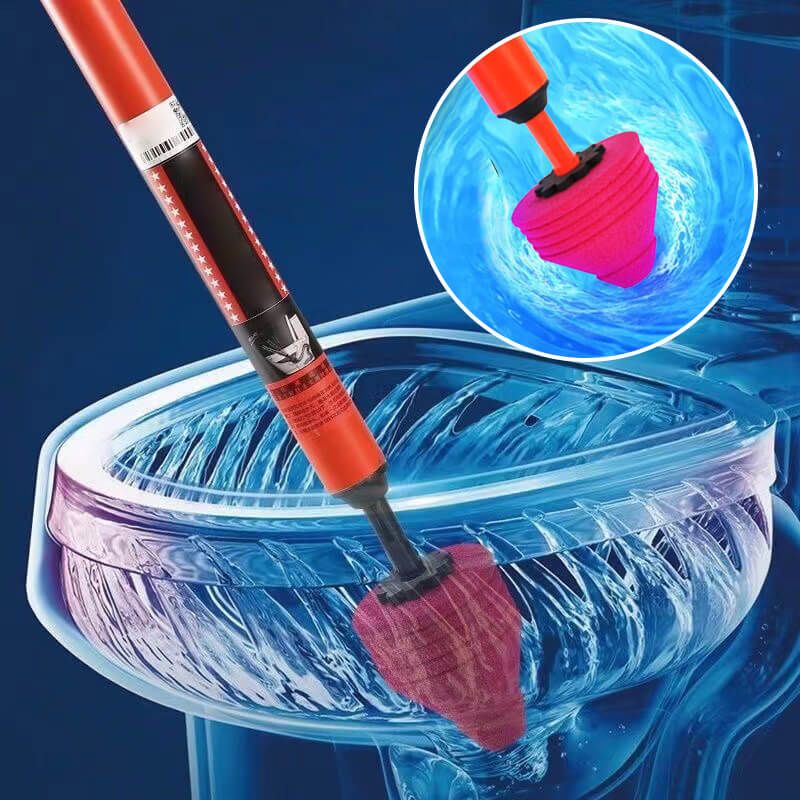 Toilet Plunger with High-Pressure Air Pump and Multiple Nozzle Adapters, Ergonomic Handle