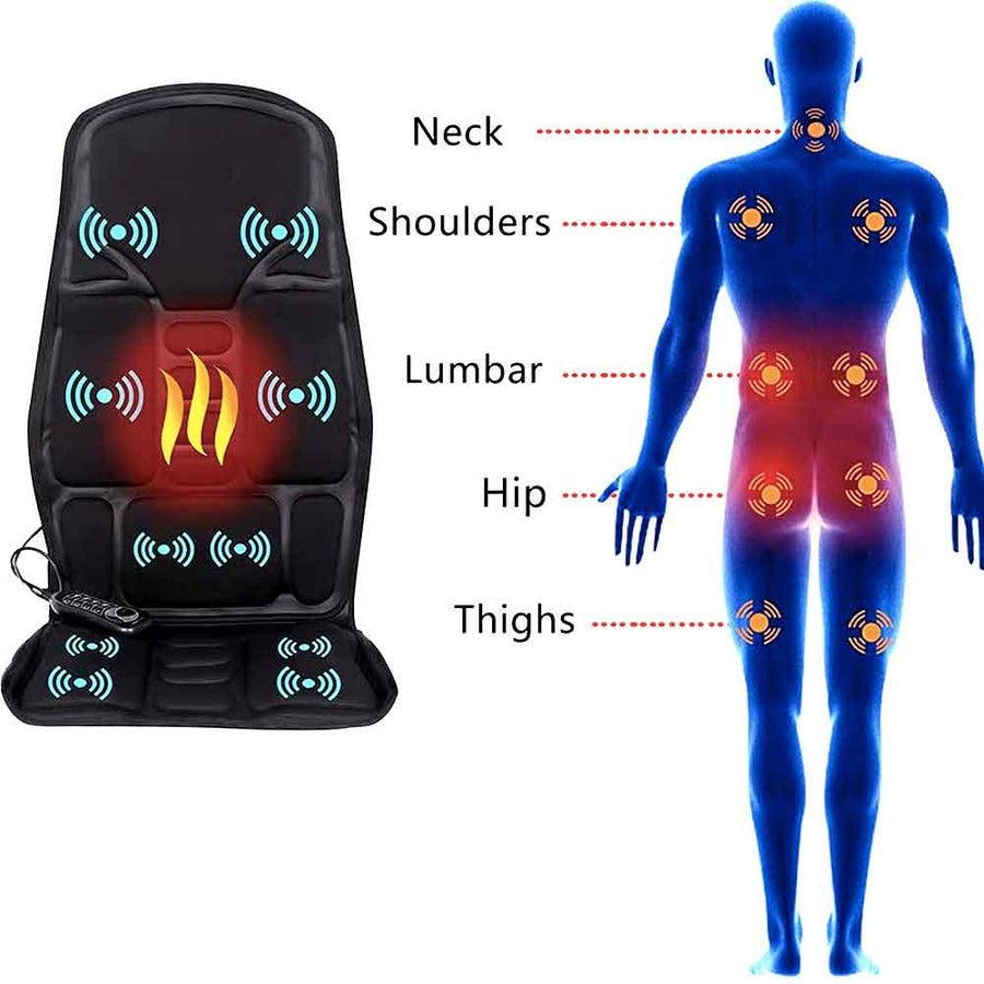 Massage Chair Pad With Heated Back and Neck Cushion for Car and Home