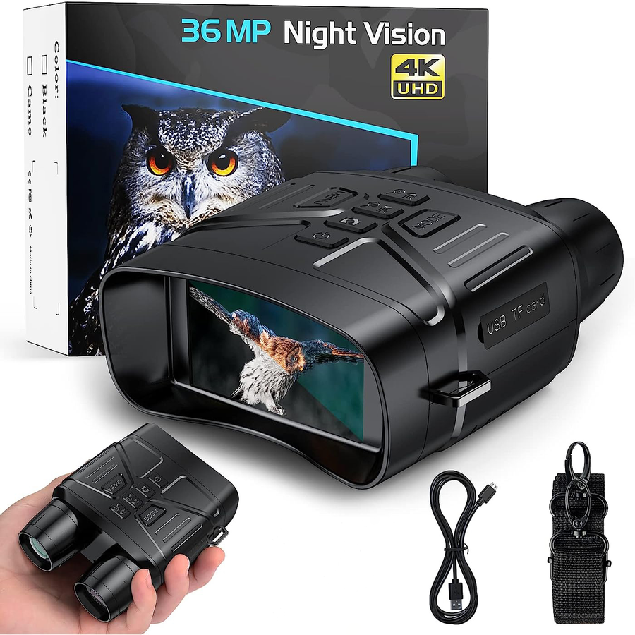 Night Vision Binoculars 4K HD, 5x Zoom, 3-Inch Display