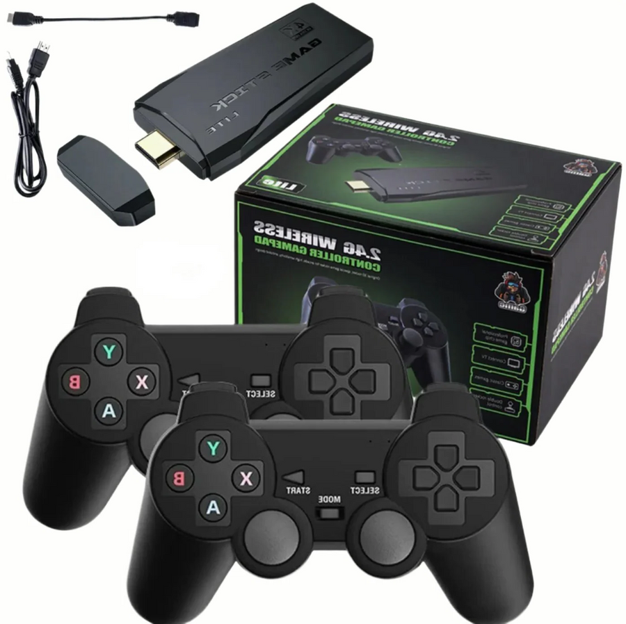 HDMI 4K TV Game Stick Console, 64GB Retro Gaming System with Wireless Gamepads