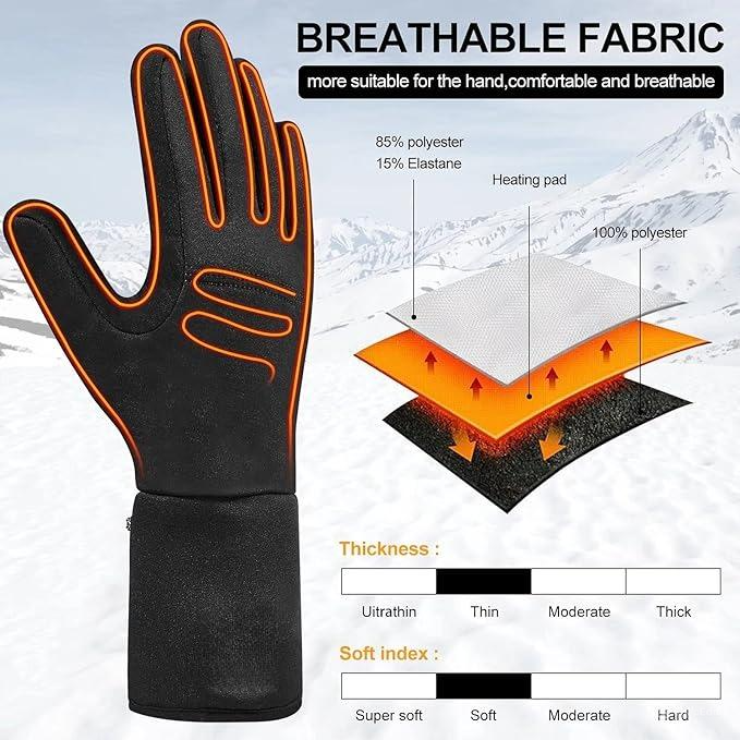 Thin Heated Glove Liners with Rechargeable Batteries