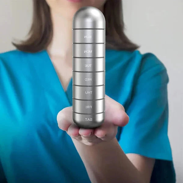 Aluminum 7 Days Portable Pill Organizer for Travel