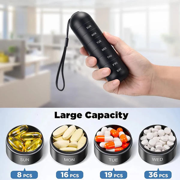 Aluminum 7 Days Portable Pill Organizer for Travel