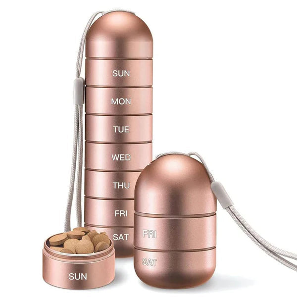 Aluminum 7 Days Portable Pill Organizer for Travel