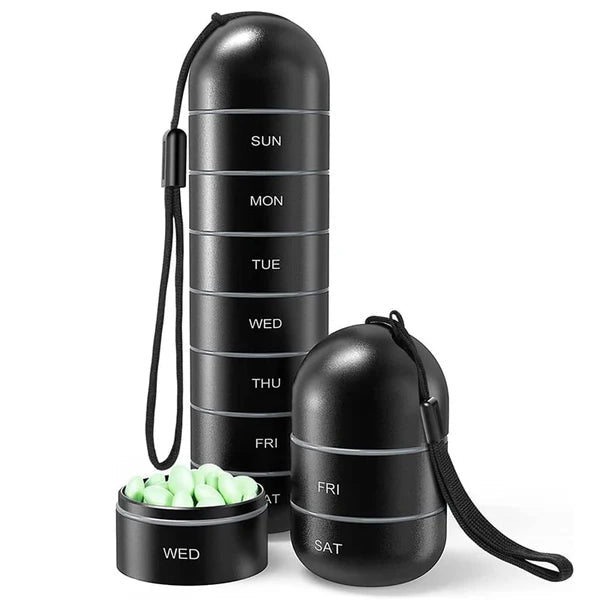 Aluminum 7 Days Portable Pill Organizer for Travel