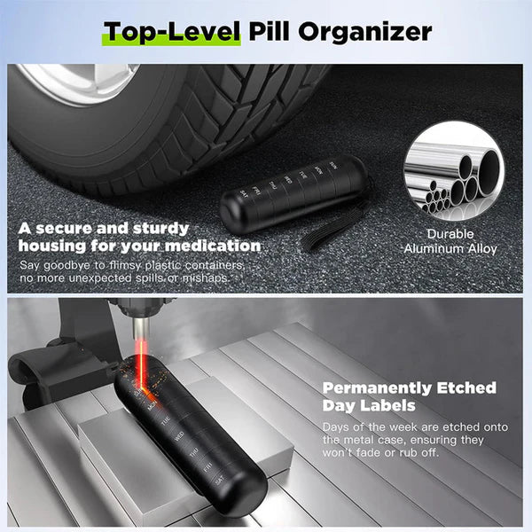 Aluminum 7 Days Portable Pill Organizer for Travel