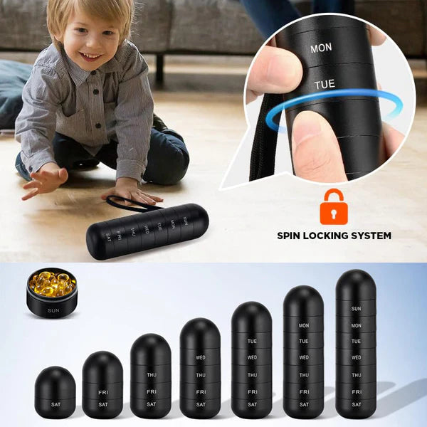 Aluminum 7 Days Portable Pill Organizer for Travel
