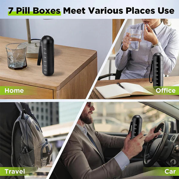 Aluminum 7 Days Portable Pill Organizer for Travel