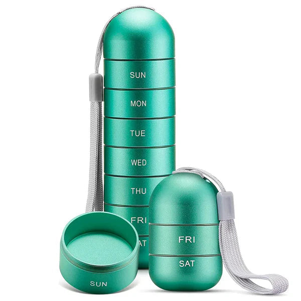 Aluminum 7 Days Portable Pill Organizer for Travel