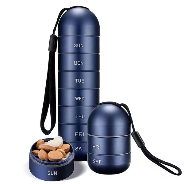 Aluminum 7 Days Portable Pill Organizer for Travel