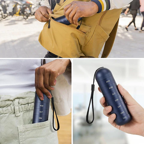 Aluminum 7 Days Portable Pill Organizer for Travel