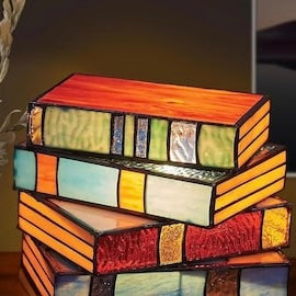 Stained Glass Stacked Books Lamp