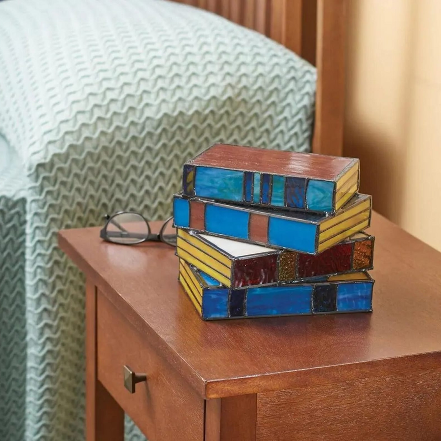 Stained Glass Stacked Books Lamp
