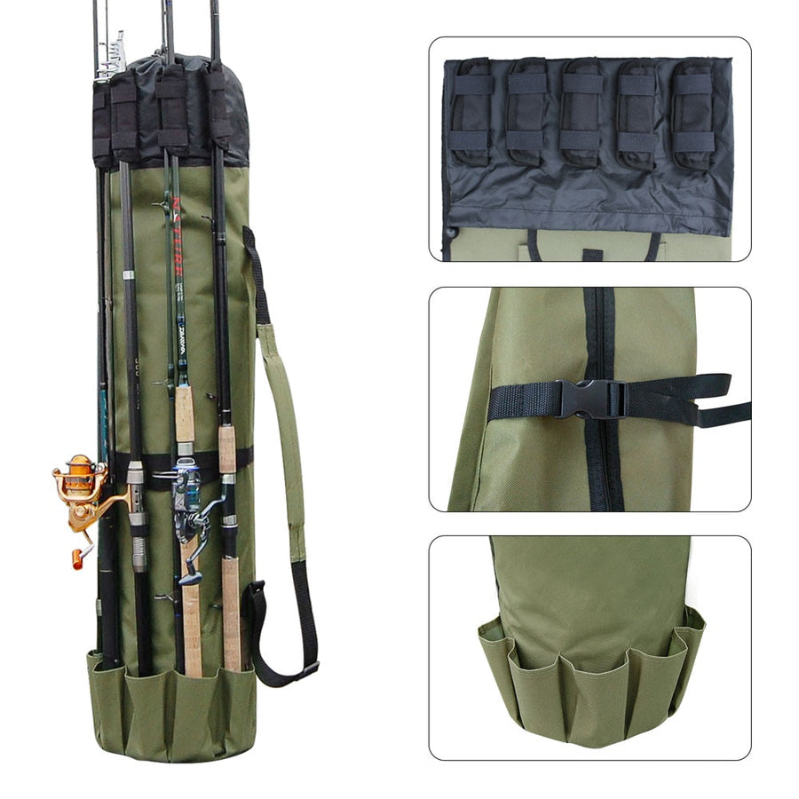 Portable Fishing Rod And Tackle Bag, Water-Resistant Oxford