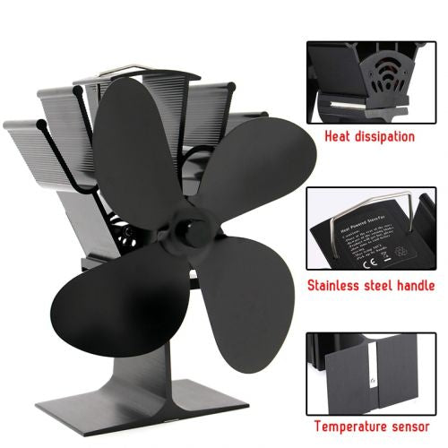 Heat Powered Fireplace Fan, Efficient Wood Stove Heat Circulator