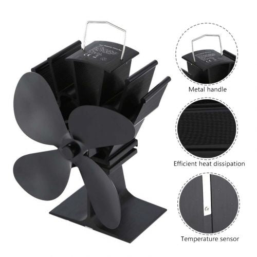Heat Powered Fireplace Fan, Efficient Wood Stove Heat Circulator