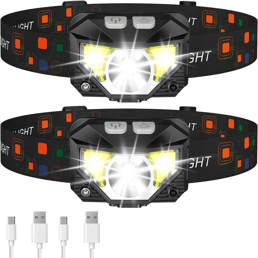 LED Rechargeable Headlamp Flashlight with Motion Sensor