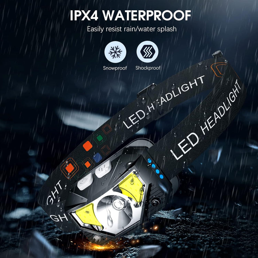 LED Rechargeable Headlamp Flashlight with Motion Sensor