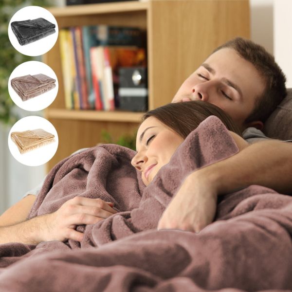 USB Heated Blanket with Soft Flannel and Detachable Cable for Two, 63 x 33 Inches