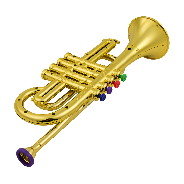 Kids Trumpet Toy with Color-Coded Keys and Lightweight Durable Plastic, for Ages 3