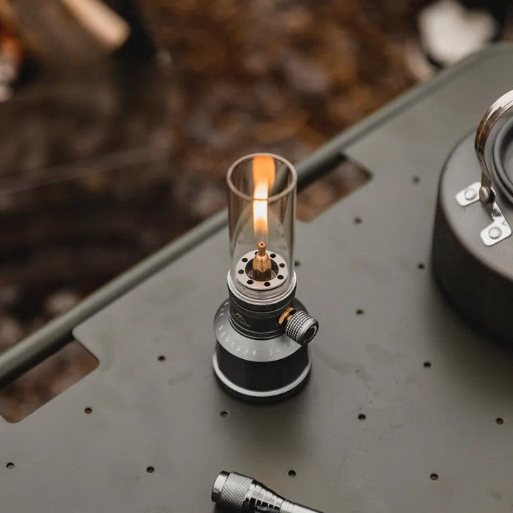 Camping Lantern with Adjustable Flame Control and Aluminum Body, Tempered Glass Globe