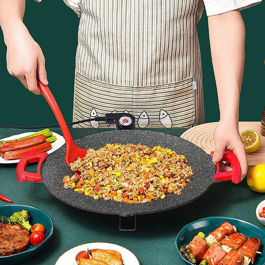 Smokeless Electric Grill with Removable Non-Stick Plate and Adjustable Heat, Compact