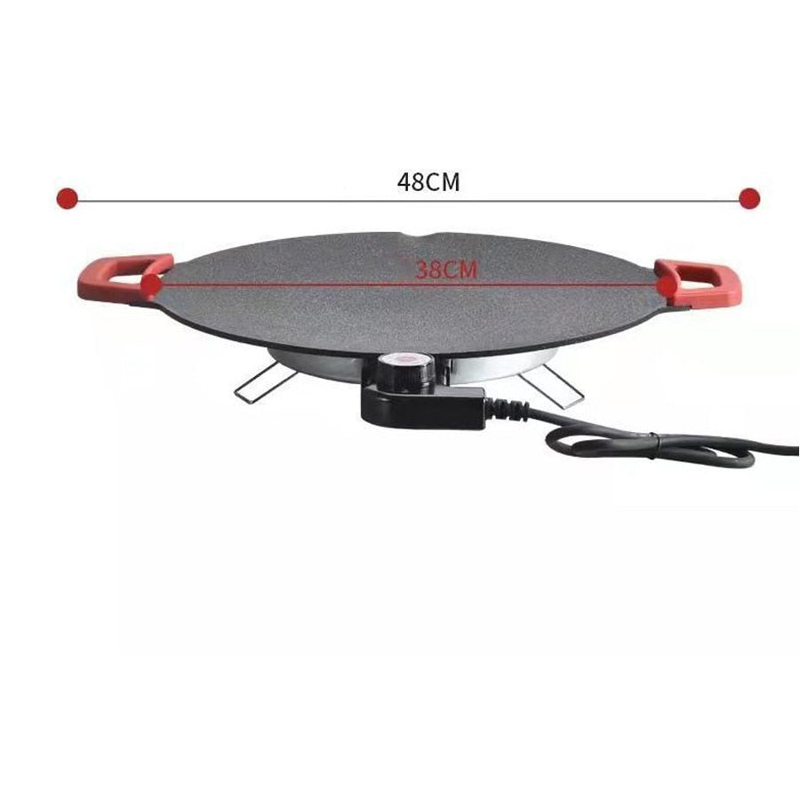 Smokeless Electric Grill with Removable Non-Stick Plate and Adjustable Heat, Compact