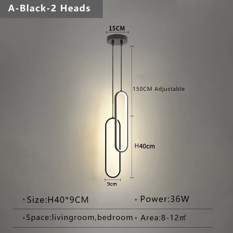Modern Minimalist LED Pendant Light | Gold & Black Hanging Lamp for Bedroom, Dining & Living Spaces