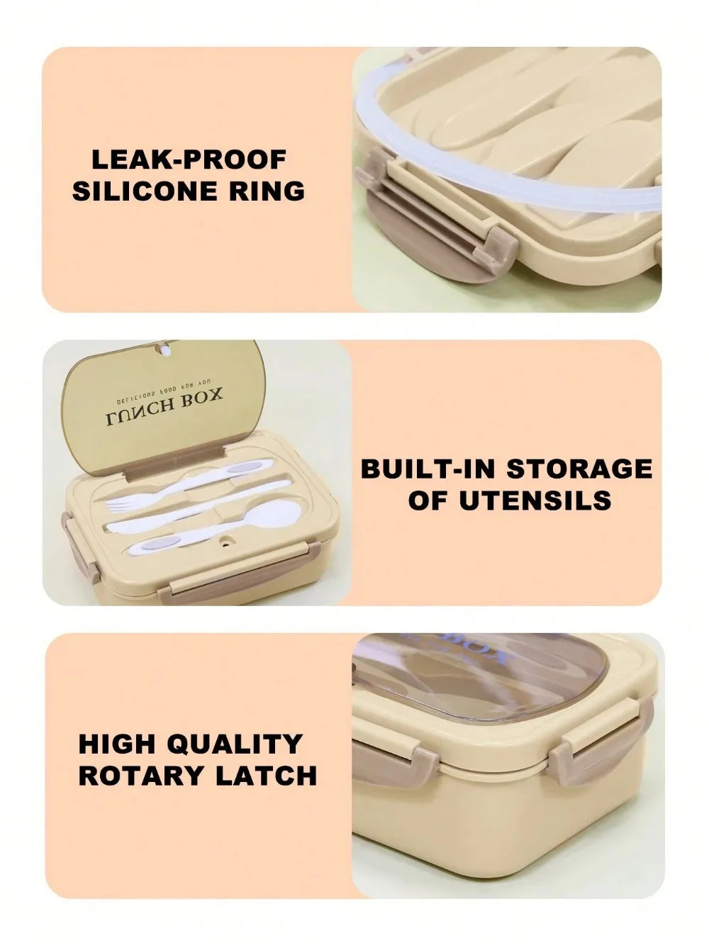 MealMate | Bento Lunch Box with Utensils | 4 Compartments & Leak-Proof Design