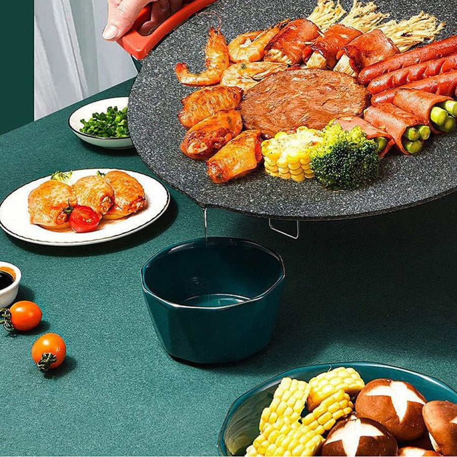 Smokeless Electric Grill with Removable Non-Stick Plate and Adjustable Heat, Compact