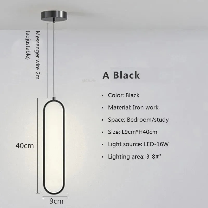 Modern Minimalist LED Pendant Light | Gold & Black Hanging Lamp for Bedroom, Dining & Living Spaces