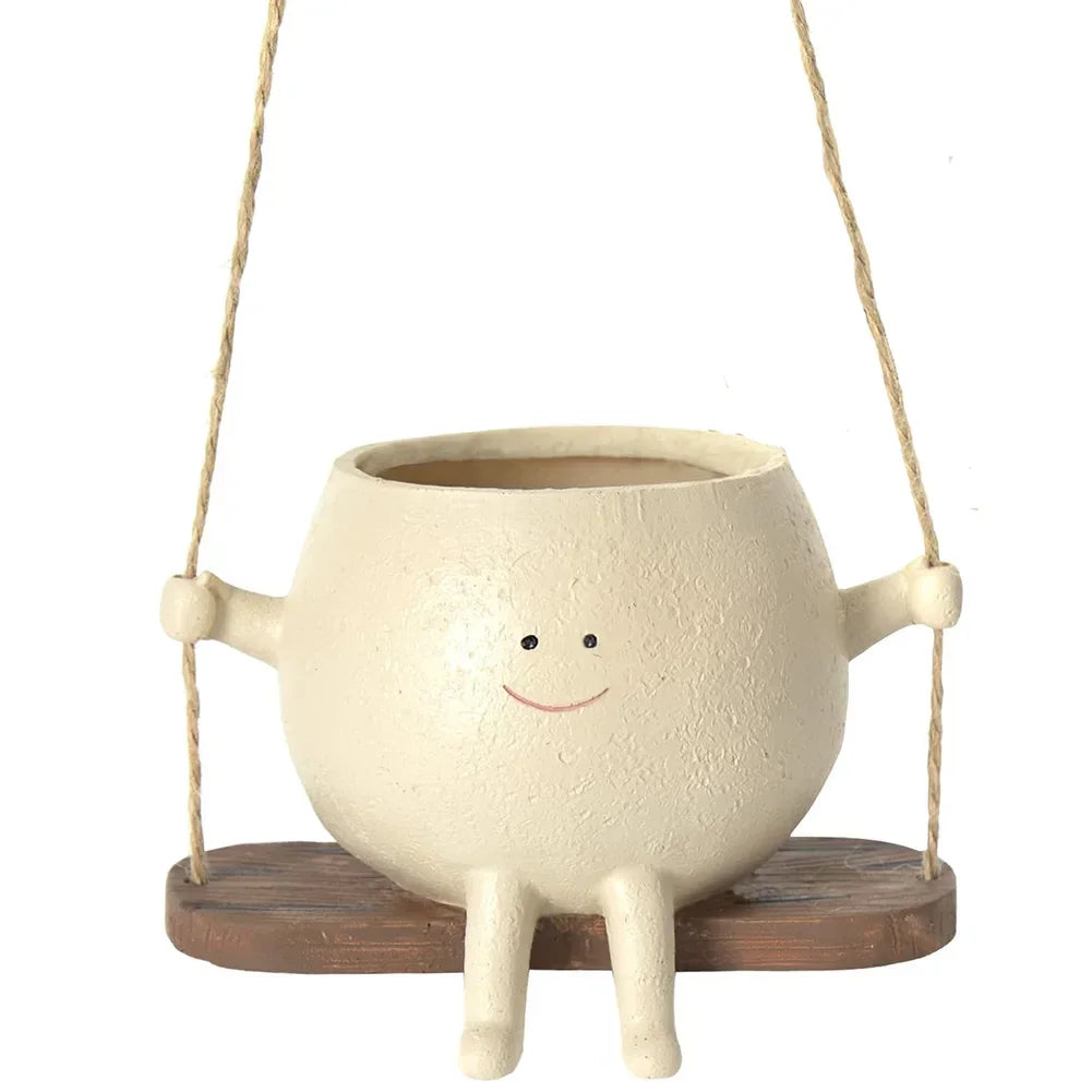 Hanging Planter with Weather-Resistant Resin and Integrated Hanger, for Small Succulents