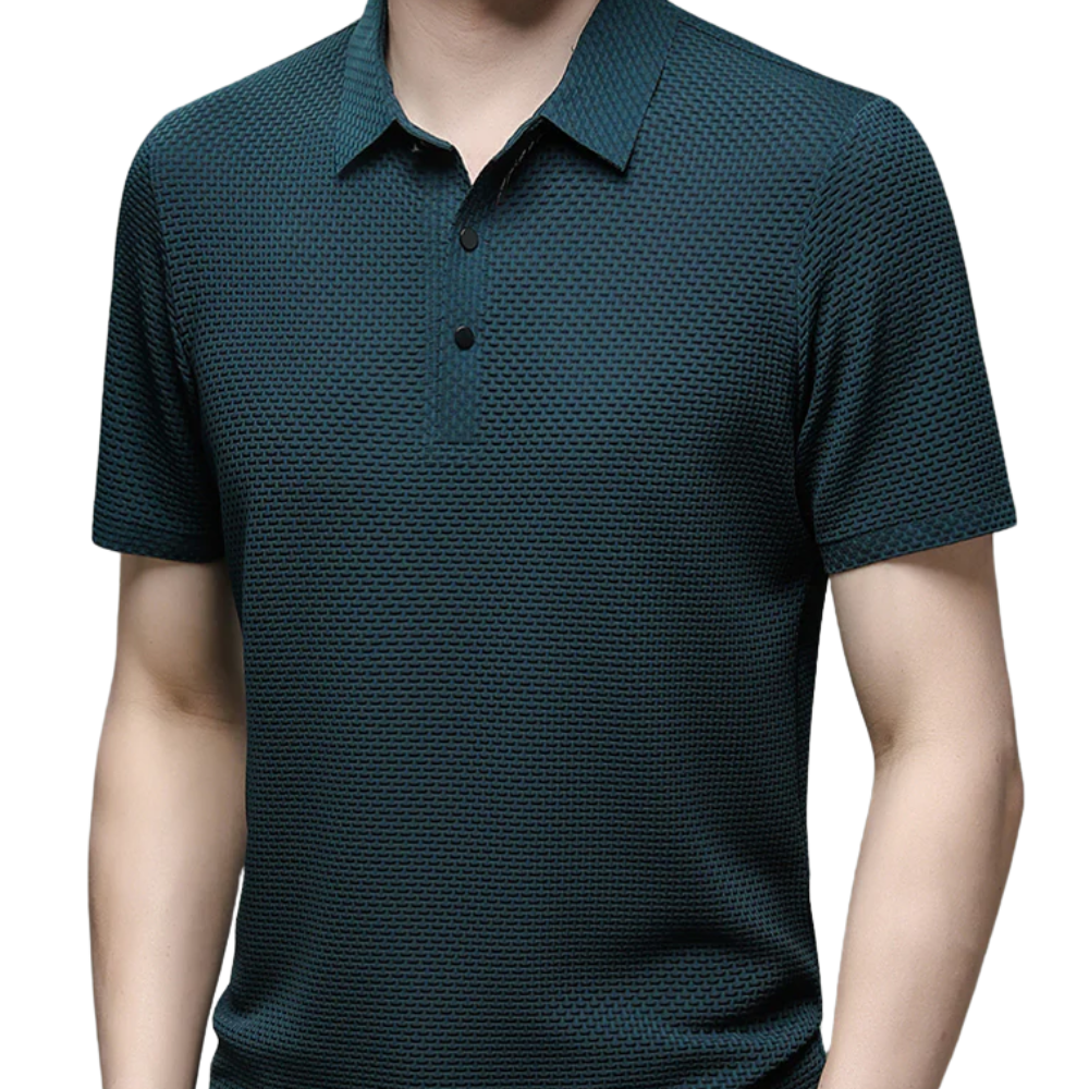 Men's Polo Shirt with Tailored Fit and Breathable Cotton Blend, Machine Washable