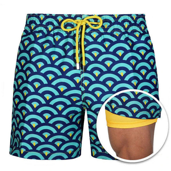 Beach shorts with lining