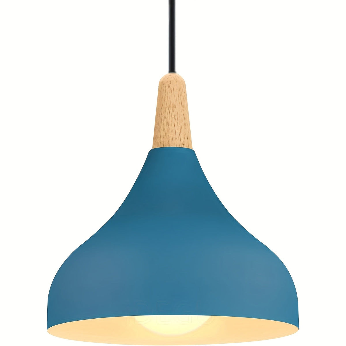 Modern Teardrop Pendant Light | Metal & Wood Hanging Lamp