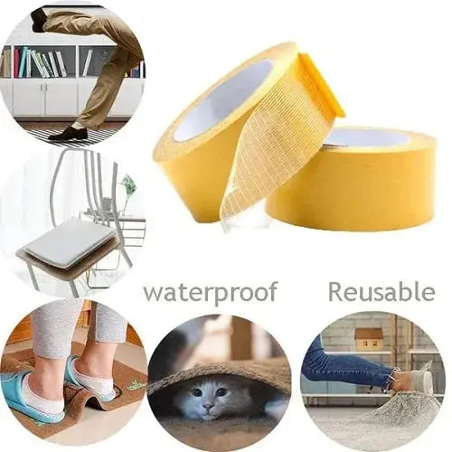 Double-Sided Tape with Reinforced Mesh Core and Clear Adhesive, 2 in x 196 in