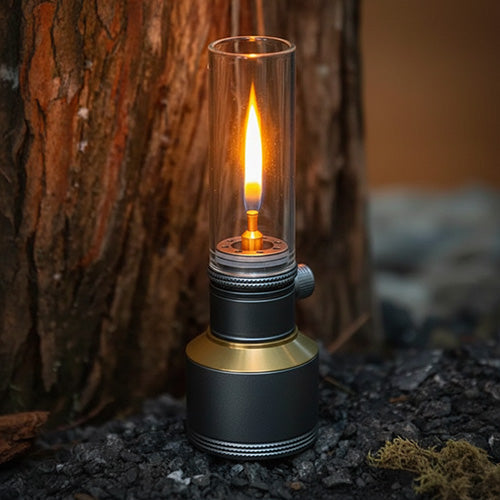 Camping Lantern with Adjustable Flame Control and Aluminum Body, Tempered Glass Globe
