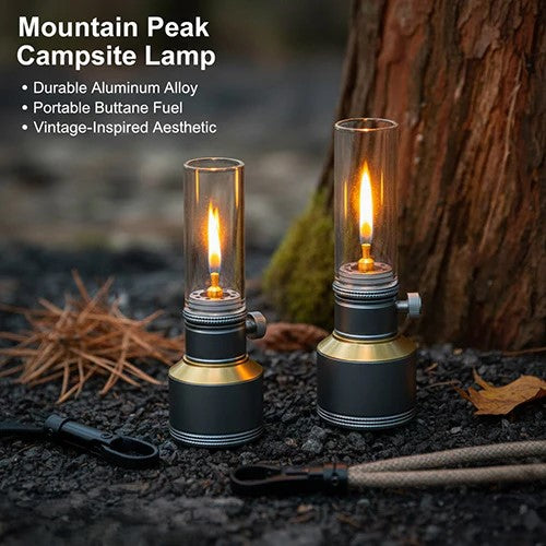 Butane Camping Lamp with Manual Flame Control and Aluminum Alloy Body, Protective Case