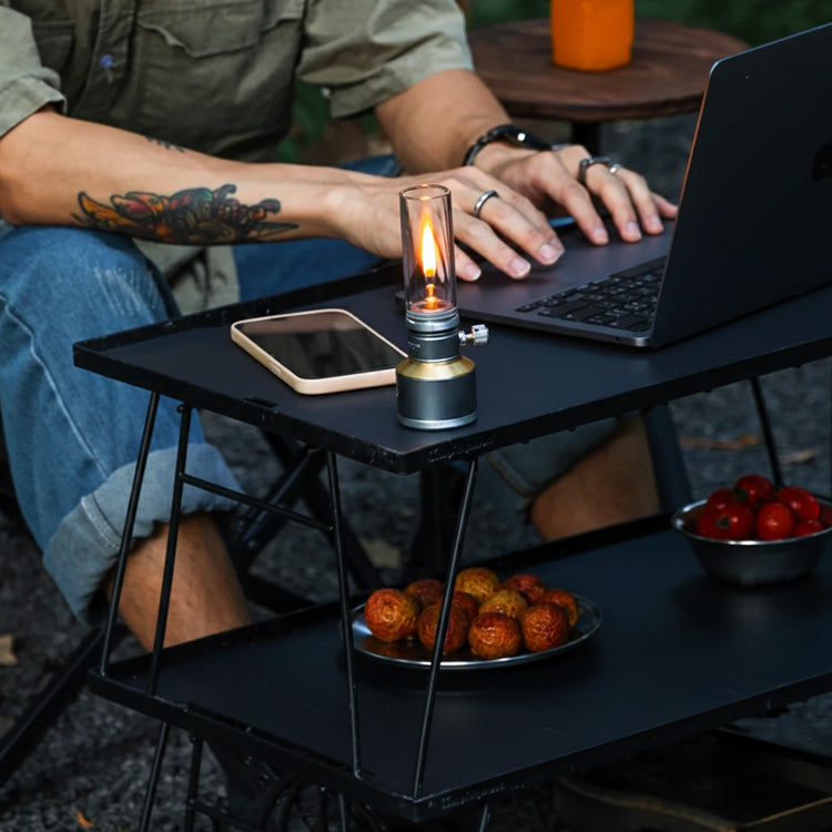 Butane Camping Lamp with Manual Flame Control and Aluminum Alloy Body, Protective Case
