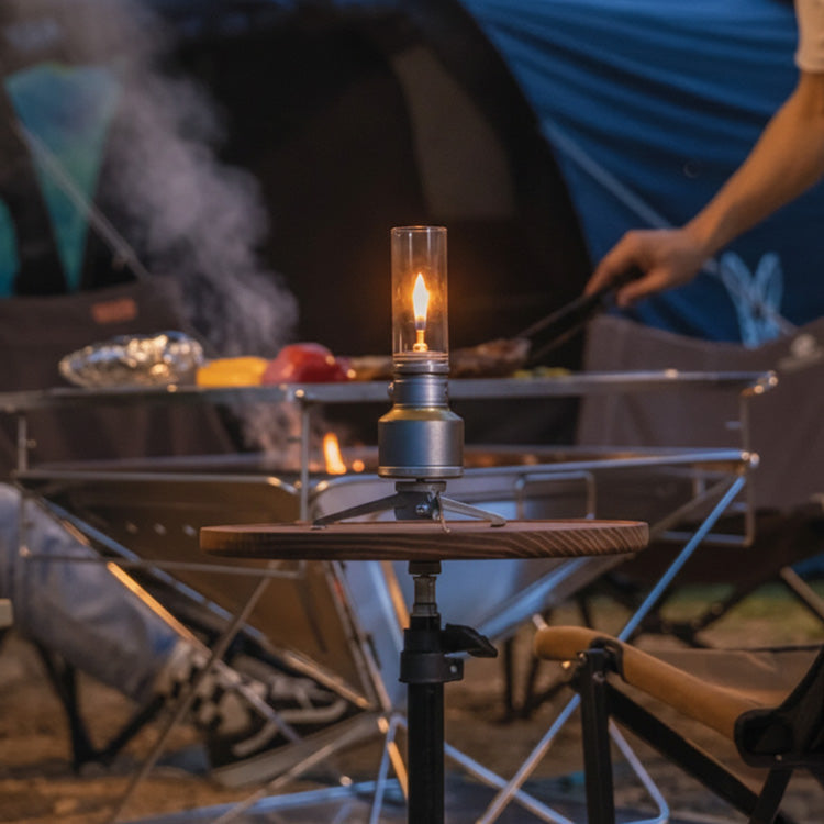 Camping Lantern with Adjustable Flame Control and Aluminum Body, Tempered Glass Globe