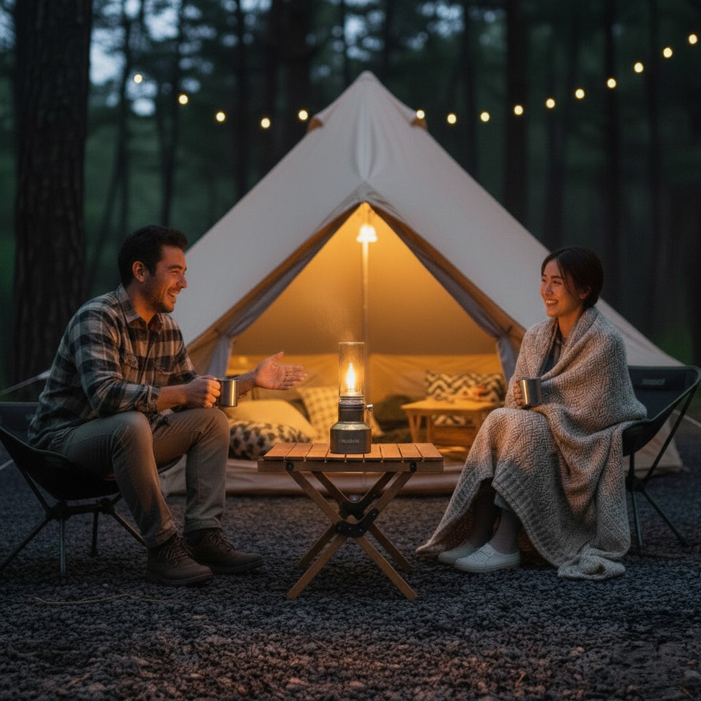 Camping Lantern with Adjustable Flame Control and Aluminum Body, Tempered Glass Globe