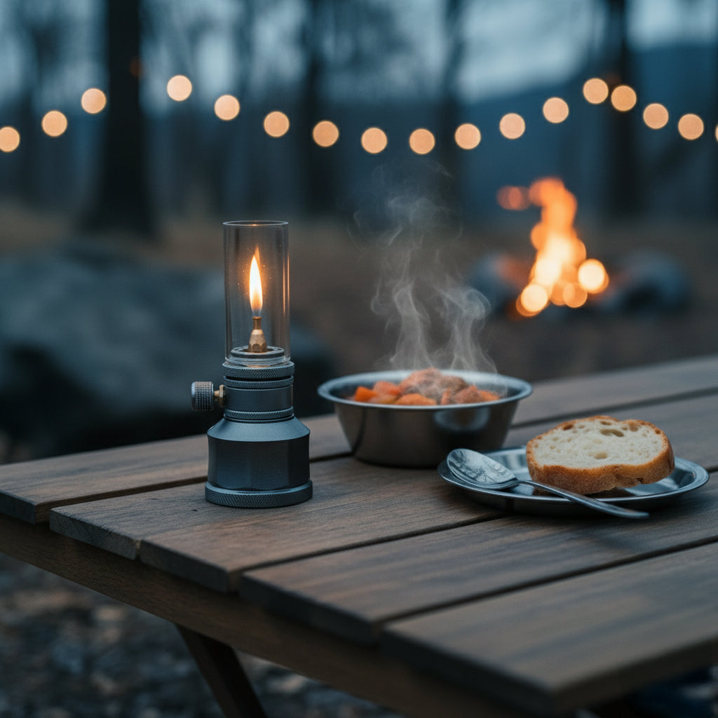 Butane Camping Lamp with Manual Flame Control and Aluminum Alloy Body, Protective Case