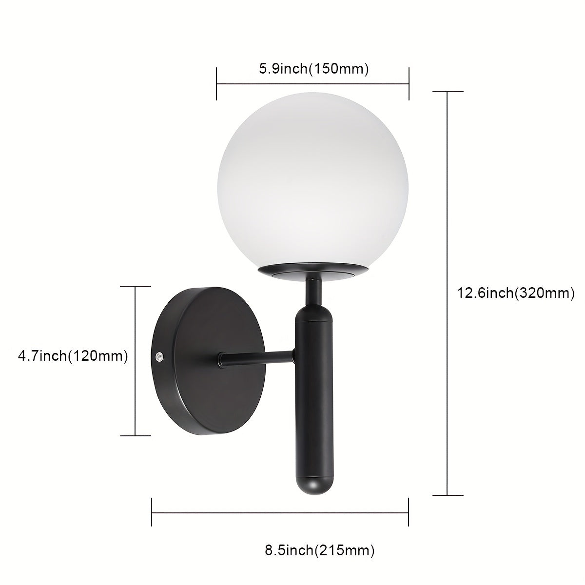 Modern Glass Globe Wall Sconce | Polished Metal Semi-Flush Mount Fixture