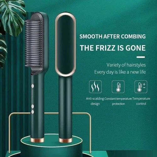 Heated Hair Styling Comb with Ion Frizz Control and Adjustable Heat, Travel Pouch