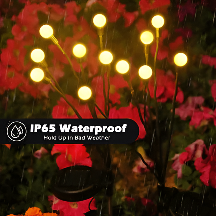 Solar Garden Lights with Firefly Flicker and Flexible Stems, 27.5 Inch Warm White