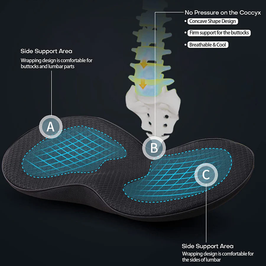 Memory Foam Seat Cushion with 3.5-Inch Lift and Pressure-Reducing Contour, Removable Cover