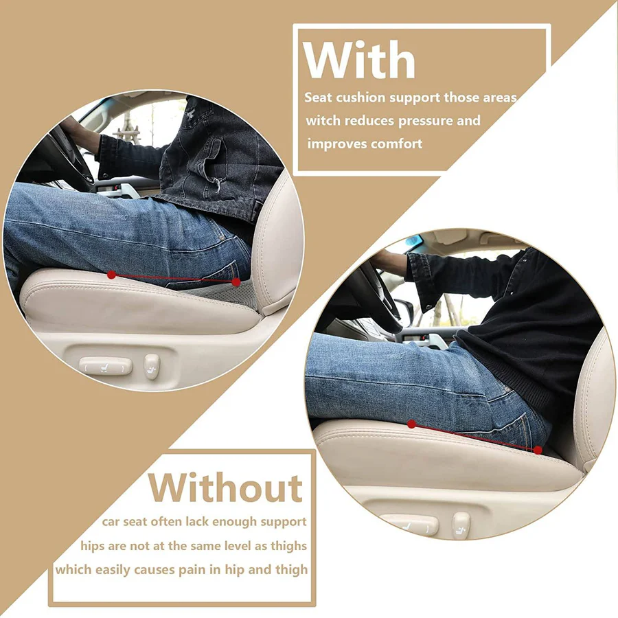 Memory Foam Seat Cushion with 3.5-Inch Lift and Pressure-Reducing Contour, Removable Cover